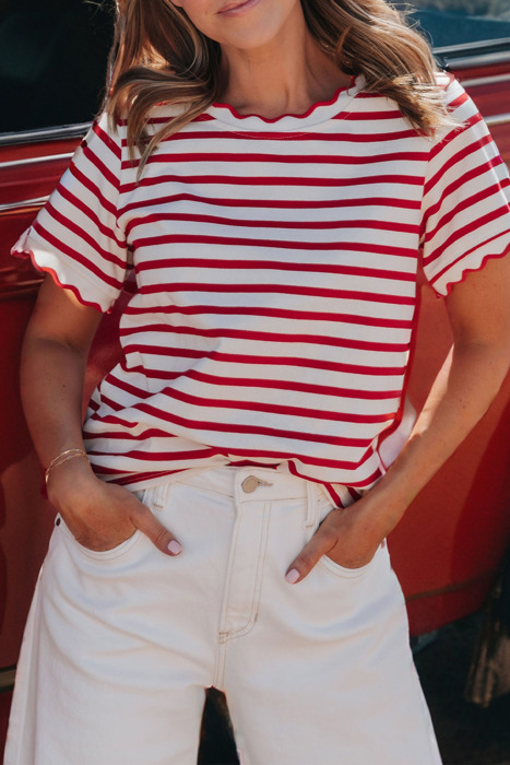 Love Kuza - Picnic Perfect Scalloped Stripe Tee