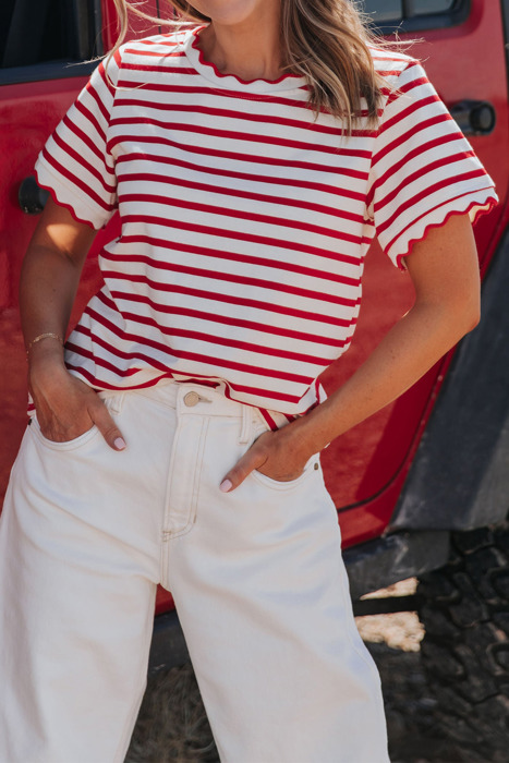 Love Kuza - Picnic Perfect Scalloped Stripe Tee