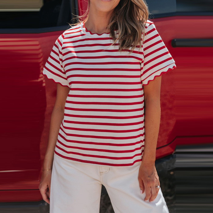 Love Kuza - Picnic Perfect Scalloped Stripe Tee