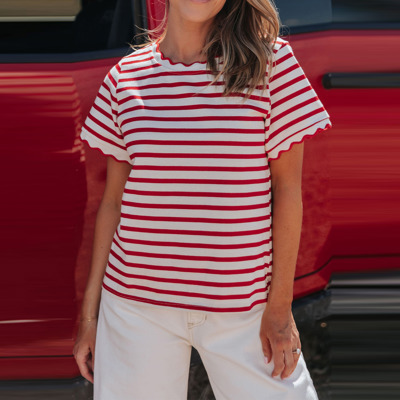 Love Kuza - Picnic Perfect Scalloped Stripe Tee