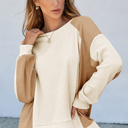  Love Kuza - Cocoa Cloud Colorblock Waffle Pullover