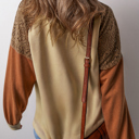  Love Kuza Rust Contrast Lace Sleeve Sweatshirt