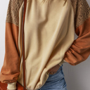  Love Kuza Rust Contrast Lace Sleeve Sweatshirt