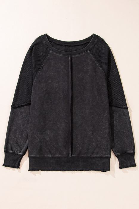 Love Kuza Laidback Contrast Waffle Knit Top