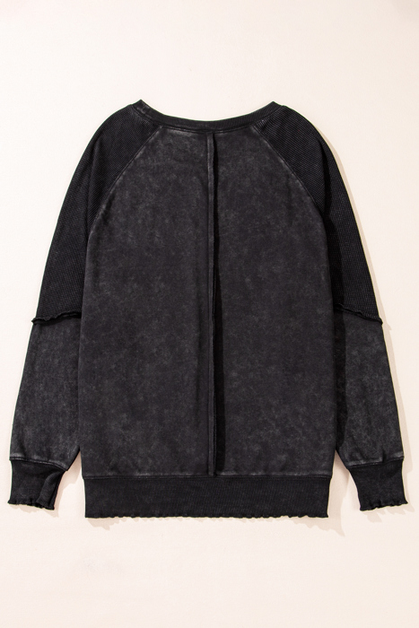 Love Kuza Laidback Contrast Waffle Knit Top