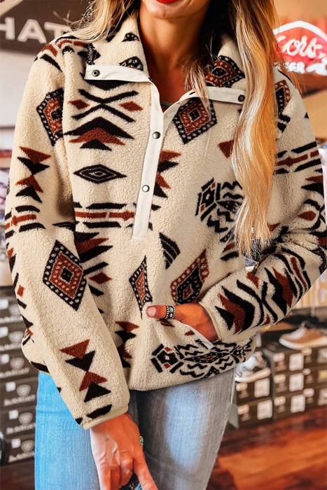 Love Kuza - Southwest Cozy Sherpa Pullover
