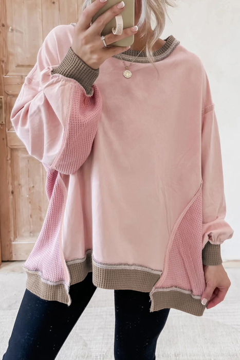 Love Kuza - Blush Harmony Waffle Pullover