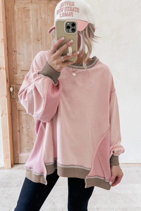 Love Kuza - Blush Harmony Waffle Pullover