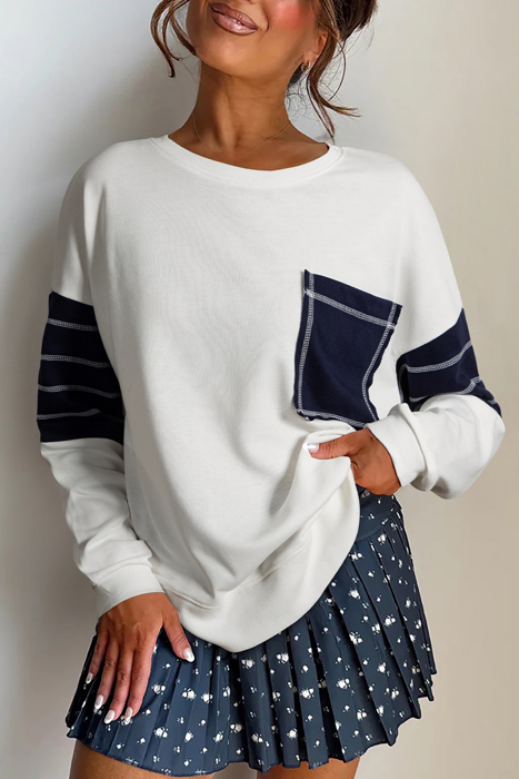 Love Kuza - Coastal Stripe Pocket Sweatshirt