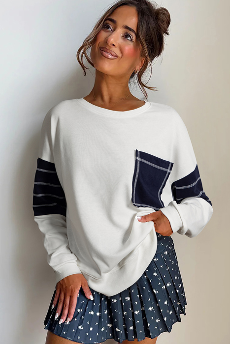 Love Kuza - Coastal Stripe Pocket Sweatshirt