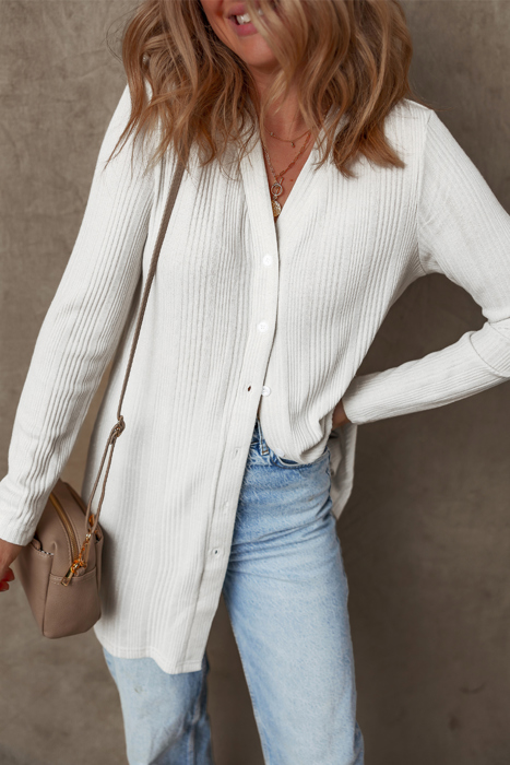 Love Kuza - Frost Glow Ribbed Cardigan