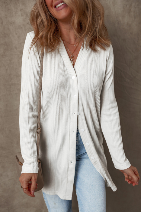 Love Kuza - Frost Glow Ribbed Cardigan