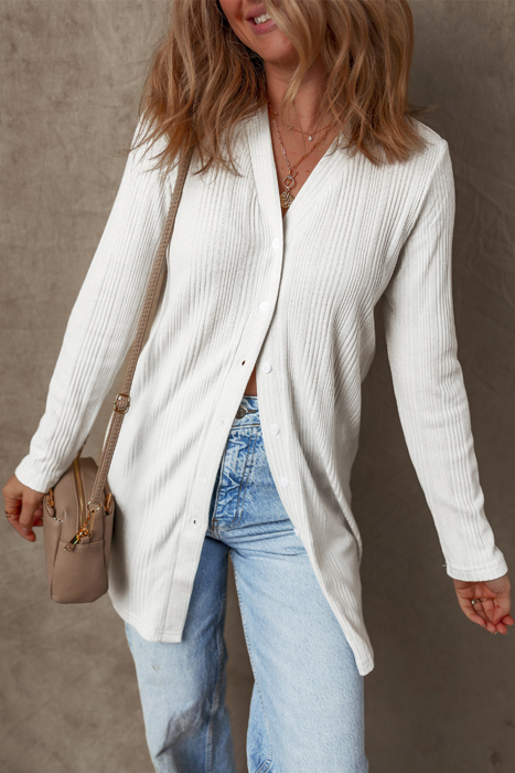 Love Kuza - Frost Glow Ribbed Cardigan