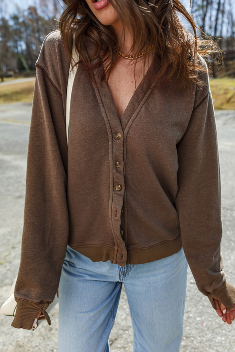 Love Kuza - Mocha Mist Button Cardigan