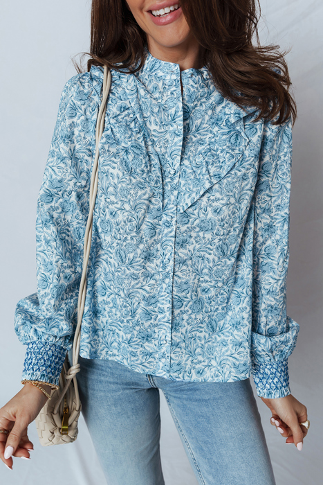 Love Kuza - Blue Garden Charm Blouse