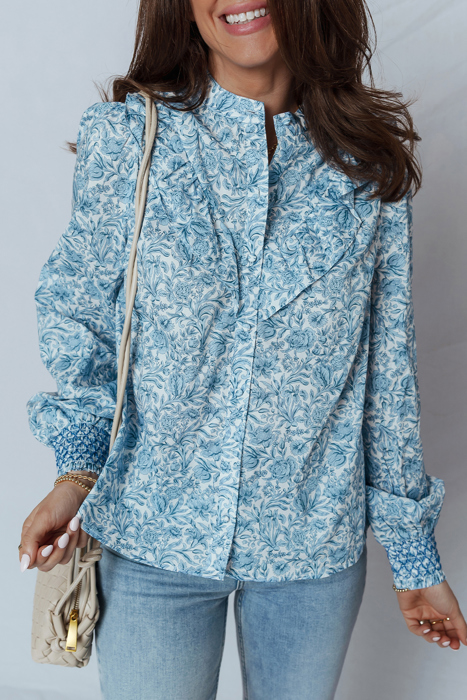 Love Kuza - Blue Garden Charm Blouse