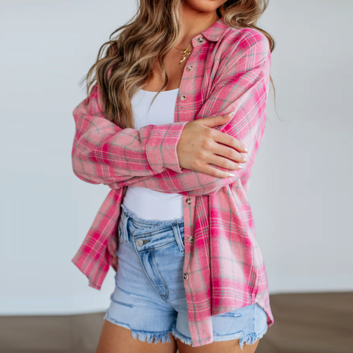 Love Kuza - Pink Meadow Plaid Shirt