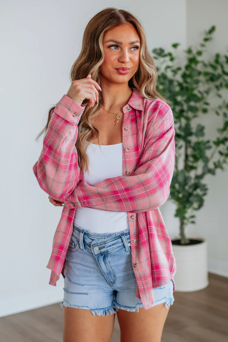 Love Kuza - Pink Meadow Plaid Shirt