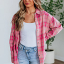  Love Kuza - Pink Meadow Plaid Shirt