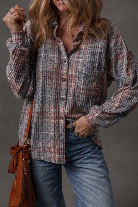 Love Kuza - Autumn Haze Textured Plaid Shirt