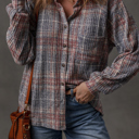  Love Kuza - Autumn Haze Textured Plaid Shirt