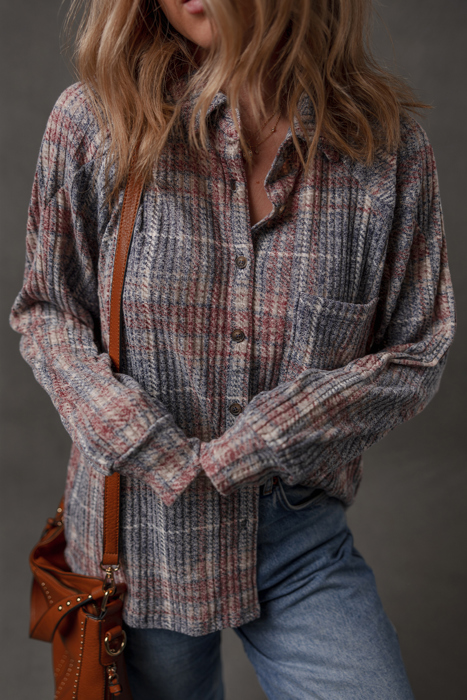 Love Kuza - Autumn Haze Textured Plaid Shirt