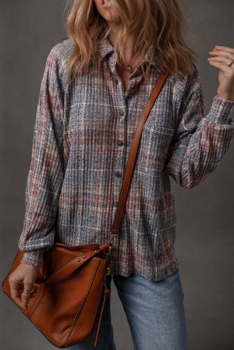 Love Kuza - Autumn Haze Textured Plaid Shirt
