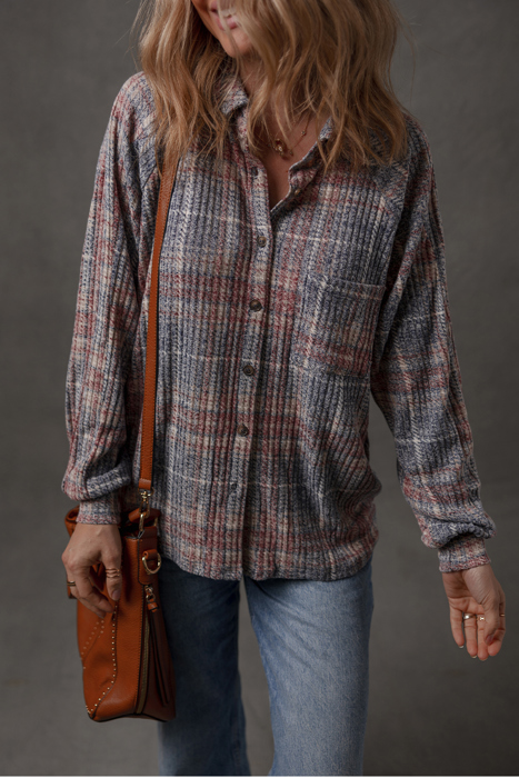 Love Kuza - Autumn Haze Textured Plaid Shirt