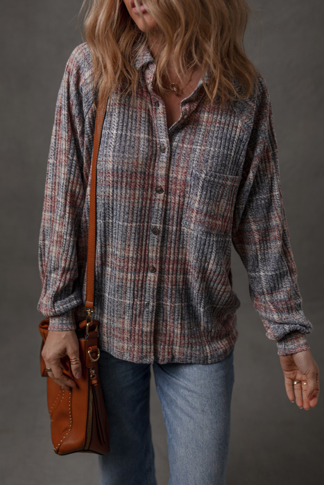 Love Kuza - Autumn Haze Textured Plaid Shirt