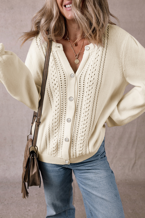Love Kuza - Ivory Glow Cable Cardigan