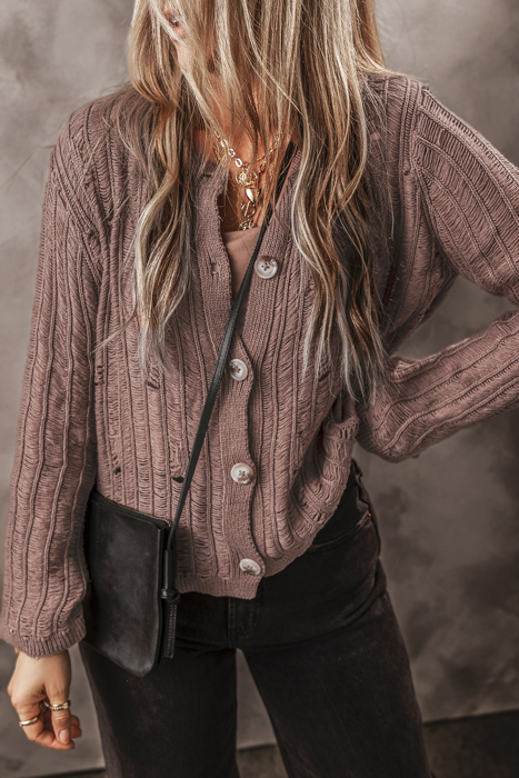 Love Kuza - Mocha Drift Knit Cardigan