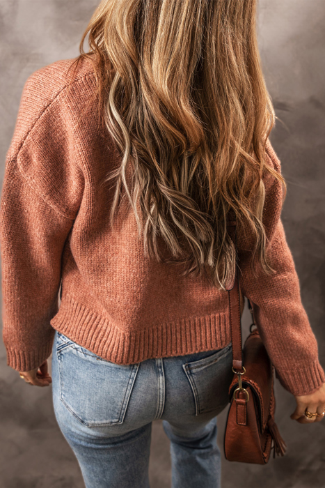 Love Kuza - Rustic Ember Knit Cropped Cardigan