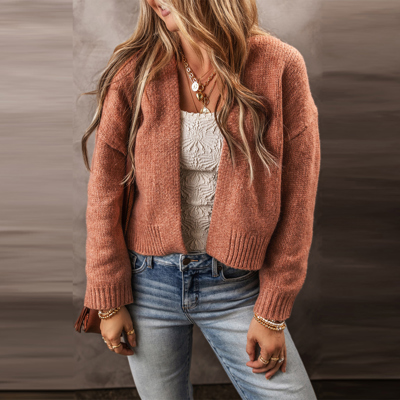 Love Kuza - Rustic Ember Knit Cropped Cardigan