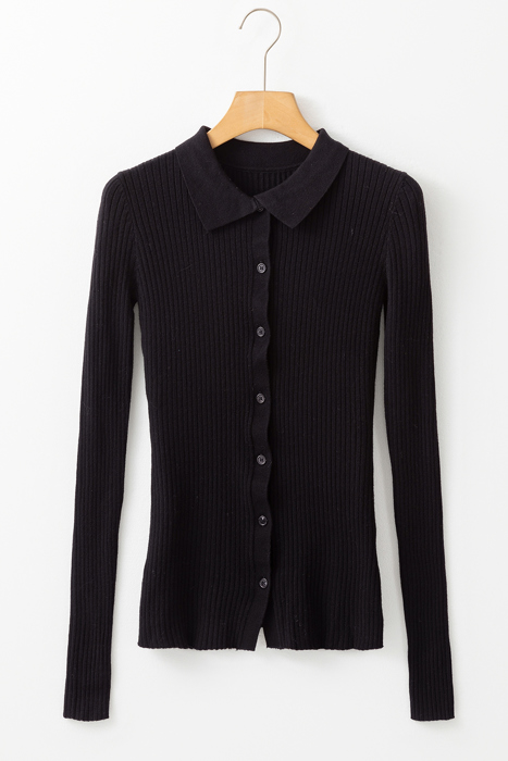 Love Kuza - Timeless Noir Ribbed Knit Cardigan