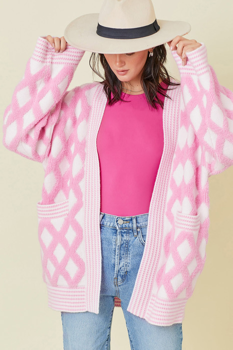 Love Kuza - Cotton Candy Lattice Cardigan