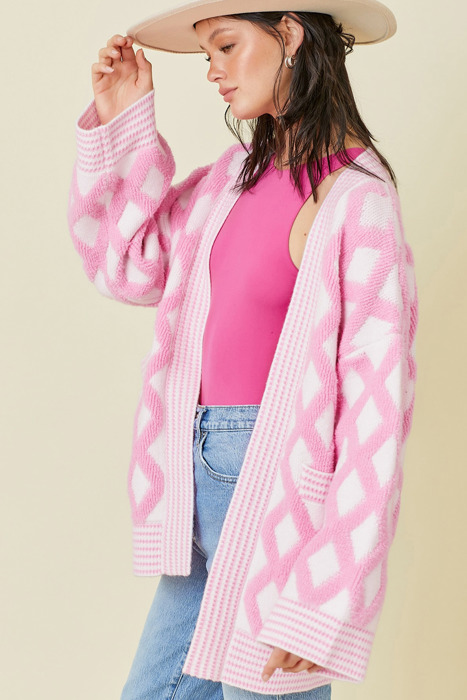 Love Kuza - Cotton Candy Lattice Cardigan