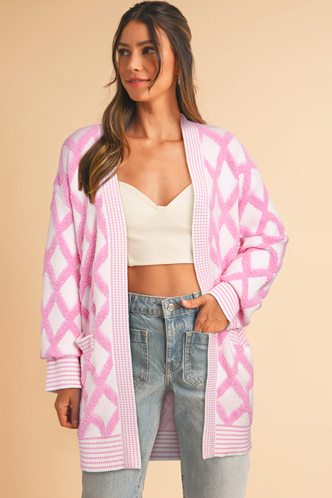 Love Kuza - Cotton Candy Lattice Cardigan