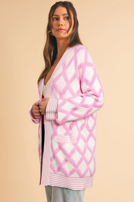 Love Kuza - Cotton Candy Lattice Cardigan