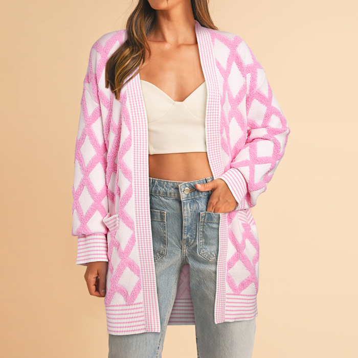 Love Kuza - Cotton Candy Lattice Cardigan