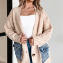  Love Kuza - Cozy Contrast Denim Pocket Cardigan