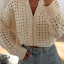  Love Kuza - Soft Breeze Crochet Zip Cardigan