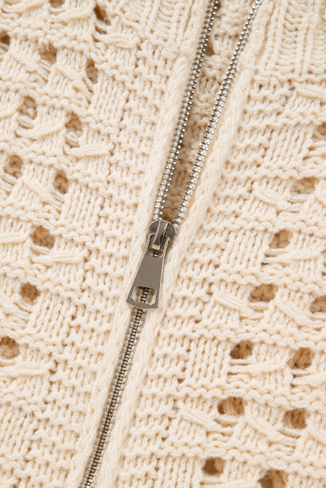 Love Kuza - Soft Breeze Crochet Zip Cardigan