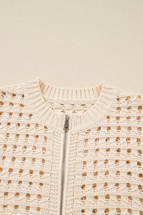 Love Kuza - Soft Breeze Crochet Zip Cardigan