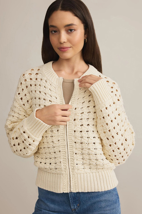 Love Kuza - Soft Breeze Crochet Zip Cardigan