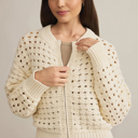  Love Kuza - Soft Breeze Crochet Zip Cardigan