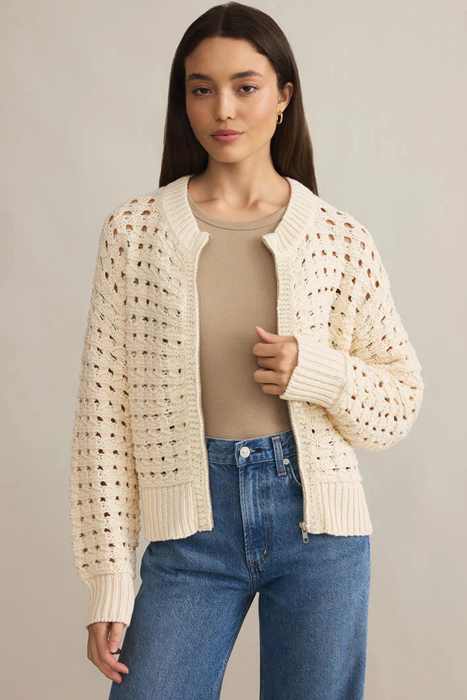 Love Kuza - Soft Breeze Crochet Zip Cardigan