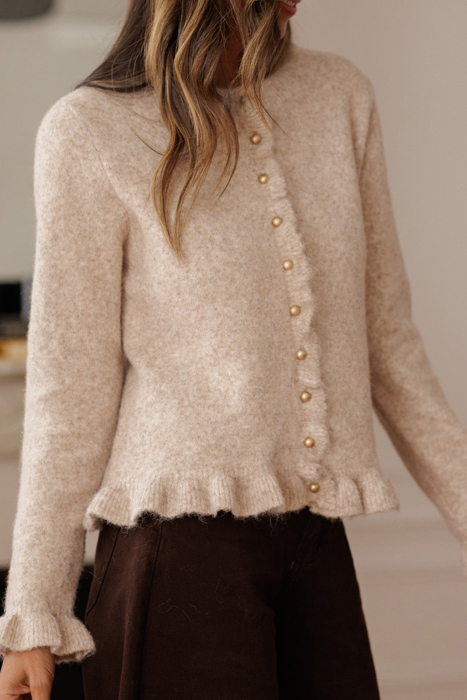 Love Kuza - Velvet Pearl Ruffle Cardigan