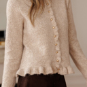  Love Kuza - Velvet Pearl Ruffle Cardigan