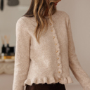  Love Kuza - Velvet Pearl Ruffle Cardigan
