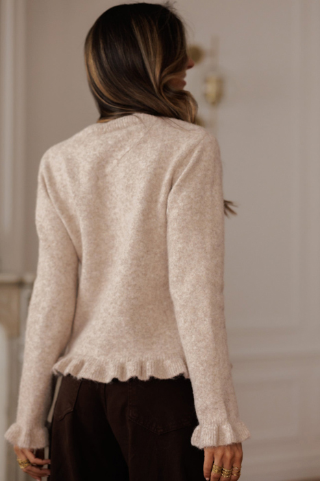 Love Kuza - Velvet Pearl Ruffle Cardigan